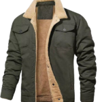 Men's Button Front Turn Down Collar Long Sleeve Pocket Jacket