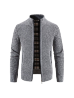 Men's Full Zip Stand Collar Long Sleeve Pocket Jacket Top