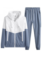 Men's Hooded Full Zip Long Sleeve Panel Pocket Jacket Top