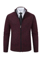 Men's Full Zip Stand Collar Long Sleeve Casual Jacket Top