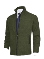 Men's Full Zip Stand Collar Long Sleeve Pocket Jacket Top