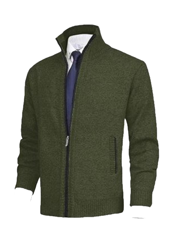 42.png Men's Full Zip Stand Collar Long Sleeve Pocket Jacket Top - Image 1