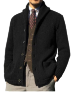 Men's Button Front Shawl Collar Long Sleeve Pocket Jacket Outerwear