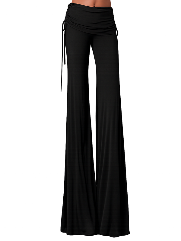 Untitled-3.png Women's High Waist Wide Leg Drawstring Side Tie Palazzo Pants - Image 1