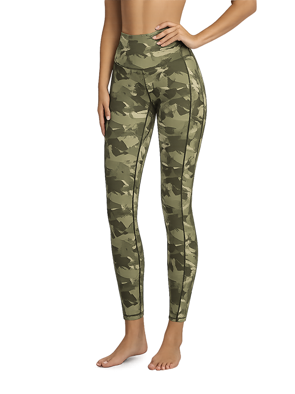 Untitled-4.png Women's High Waist Ankle Length Camouflage Pattern Leggings With Panels - Image 1