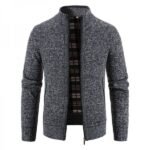 Men's Full Zip Stand Collar Long Sleeve Pocket Jacket Top - Image 2