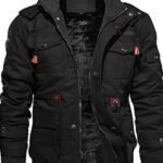 Men's Hooded Full Zip Long Sleeve Multi Pocket Jacket Top
