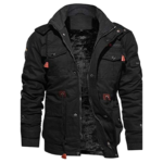 Men's Hooded Full Zip Long Sleeve Multi Pocket Jacket Top - Image 2