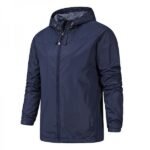 Men's Hooded Full Zip Long Sleeve Drawstring Jacket With Pockets - Image 4