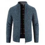 Men's Full Zip Stand Collar Long Sleeve Pocket Jacket Top - Image 3