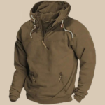 Men's Hooded Half Zip Long Sleeve Zipper Pocket Pullover Jacket - Image 2