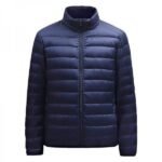 Men's Full Zip Stand Collar Quilted Long Sleeve Jacket Top - Image 2