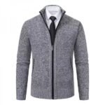 Men's Full Zip Stand Collar Long Sleeve Casual Jacket Top - Image 3
