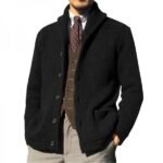 Men's Button Front Shawl Collar Long Sleeve Pocket Jacket Outerwear - Image 2