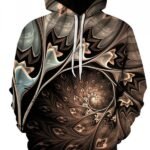 Men's Hooded Pullover Long Sleeve Abstract Pattern Graphic Drawstring Sweatshirt