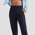 Women's Elastic Waist Tapered Leg Ankle Length Pocket Jogger Pants - Image 3