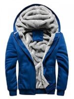 Men's Hooded Full Zip Long Sleeve Lined Jacket With Cuffs