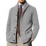 Men's Full Zip Stand Collar Long Sleeve Pocket Jacket Top - Image 4